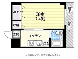 ベルエール調布 1Kの間取図画像