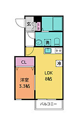 アスティ高松 1LDKの間取図画像
