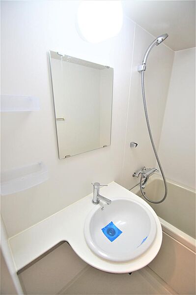 画像18:鏡の大きな洗面化粧台があり、身支度を整える際に便利です。