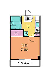 ハウス和輿 1Kの間取図画像
