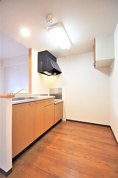 画像12:人気のカウンターキッチンです。冷蔵庫や食器棚を収納するスペースもあります。