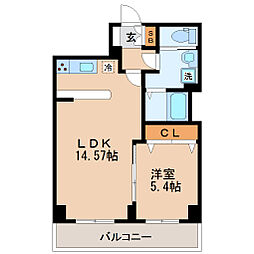 カスタリア榴ケ岡 1LDKの間取図画像