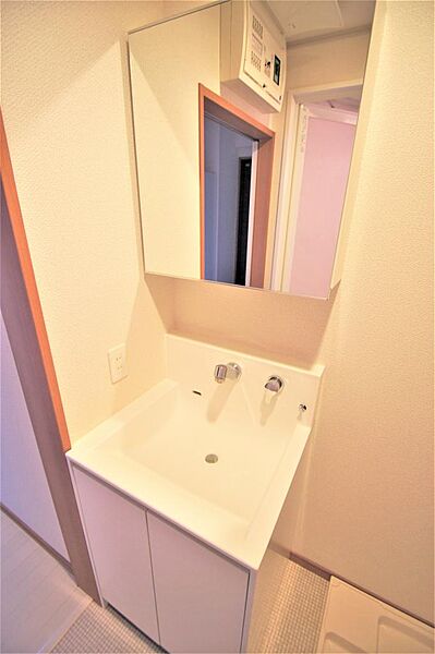 画像21:大きな鏡付のシャワー付洗面化粧台があり、身支度を整える際に便利です。