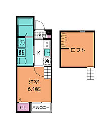 リアンM 1Kの間取図画像
