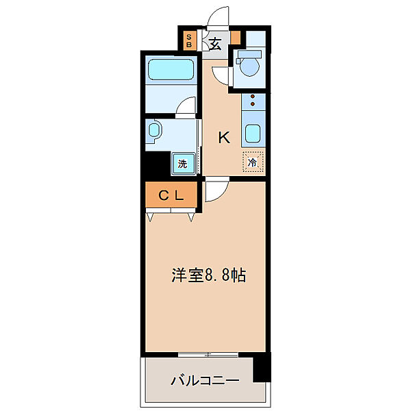 画像2:1K・26.86平米・南向き