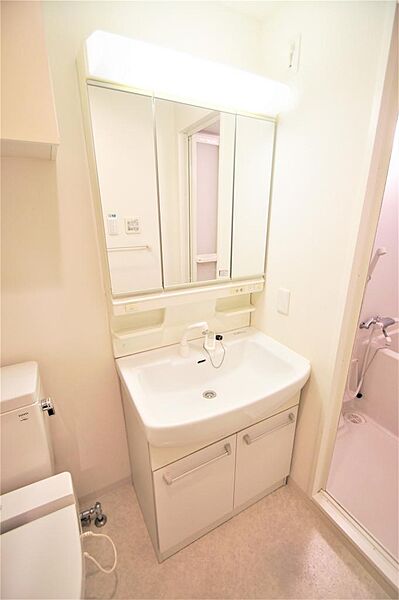 画像20:人気のシャワー付き洗面化粧台があり、身支度を整える際に便利です。