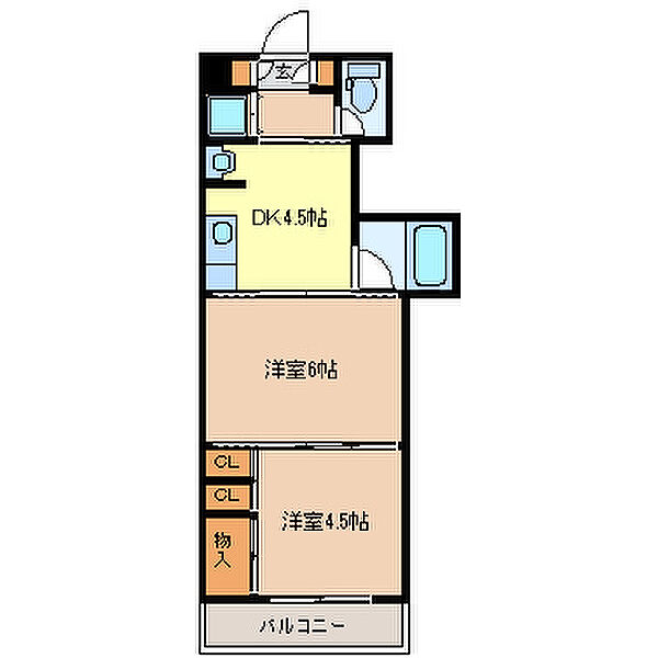 クレスト連坊 ｜宮城県仙台市若林区連坊小路(賃貸マンション2DK・4階・32.90㎡)の写真 その2