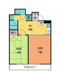 パストラル大和 2DKの間取図画像