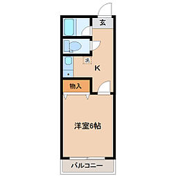 メルビル 1Kの間取図画像