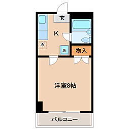 JR仙山線 東照宮駅 徒歩10分の賃貸マンション 2階1Kの間取り