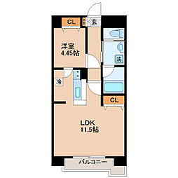新田東レジデンス 1LDKの間取図画像