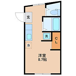 長屋アパートメントHACHI ワンルームの間取図画像