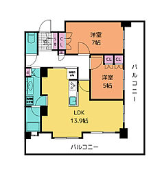 RESIDIATOWERSENDAI 2LDKの間取図画像