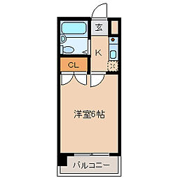ベルシティ苦竹 1Kの間取図画像
