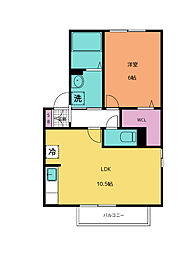 レピィナード2 1LDKの間取図画像