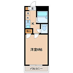 サンパレス宮町 1Kの間取図画像