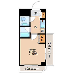 HF愛宕橋レジデンス 1Kの間取図画像