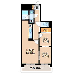 リリーマンション2号館 2LDKの間取図画像