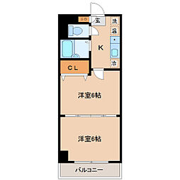 ロイヤルアネックス連坊 2Kの間取図画像