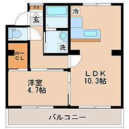 テレパレス榴ケ岡1号棟 1LDKの間取図画像