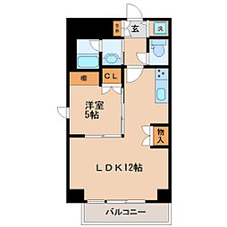 プラウドフラット五橋 1LDKの間取図画像