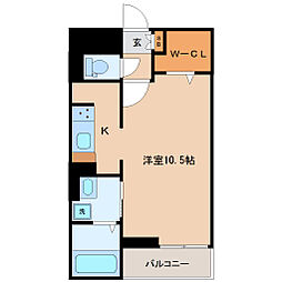 アビタシオン・ボヌール 1Kの間取図画像