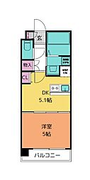 エルスタンザ仙台駅東 1DKの間取図画像