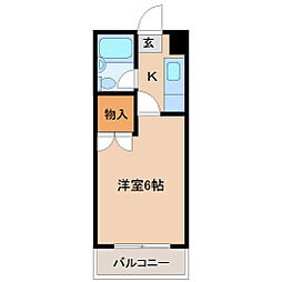 プレステージ横田 1Kの間取図画像
