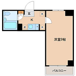 クレセント土樋 1Kの間取図画像
