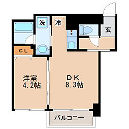 KDXレジデンス一番町 1LDKの間取図画像