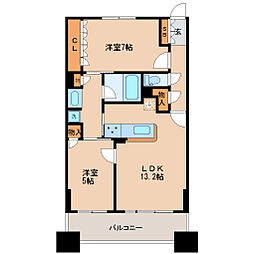 ドゥーエ仙台イースト 2LDKの間取図画像