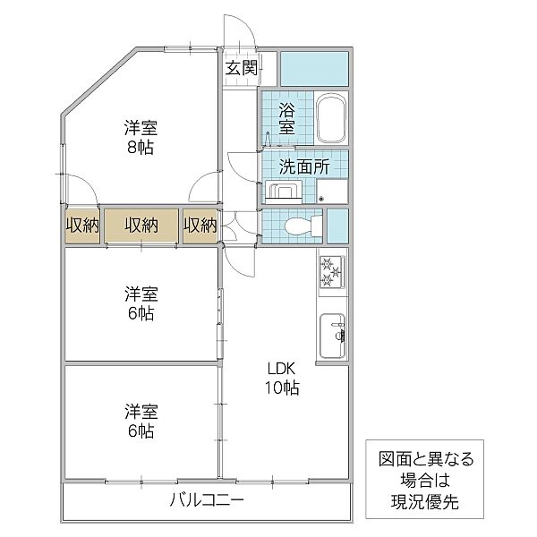 ベル・フローラ 302号室｜茨城県つくば市千現(賃貸マンション3LDK・3階・64.13㎡)の写真 その1