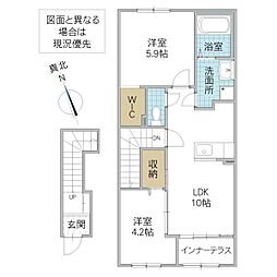 colline 202号室 2階2LDKの間取り