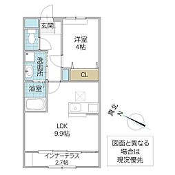 Olive 105号室 1階1LDKの間取り