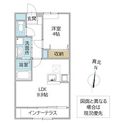 infield Ｄ 101号室 1階1LDKの間取り