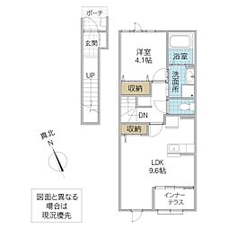 イストワールB 1LDKの間取図画像