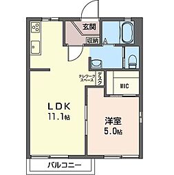 ドミールB 1LDKの間取図画像