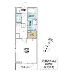 ラディアC 1Kの間取図画像