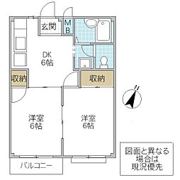 エルディム藤峰 2DKの間取図画像