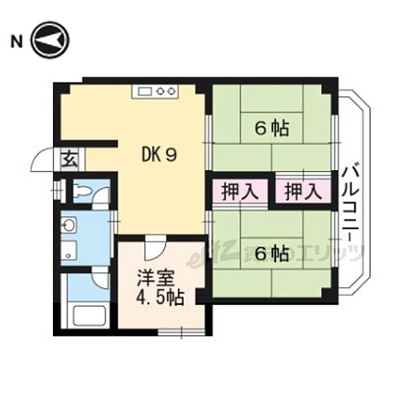 京都府京都市左京区北白川山田町(賃貸マンション3DK・3階・55.08㎡)の写真 その2