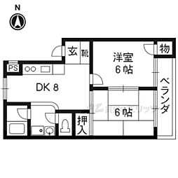 サンヴェール相国 2DKの間取図画像