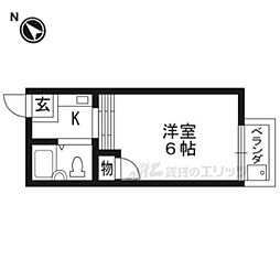 花園橋ハイツ 1Kの間取図画像