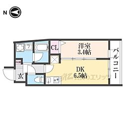 ヴィラ白川 1DKの間取図画像