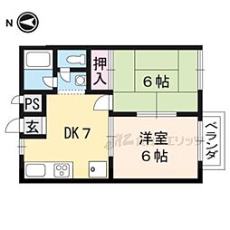 ラフォーレ・ダイゴB 2DKの間取図画像