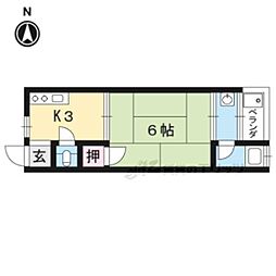 日生ハイツB棟 1Kの間取図画像