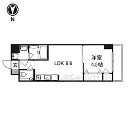 カンパネラ今出川 1LDKの間取図画像