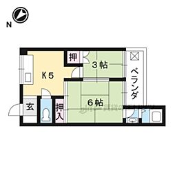 ロイヤルマンション下鴨 2Kの間取図画像