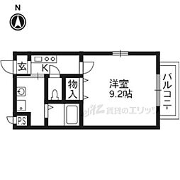 プラムハウス2 1Kの間取図画像