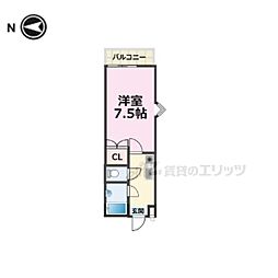 サンダ館2 1Kの間取図画像