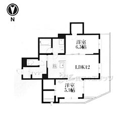 オレア北山 2LDKの間取図画像